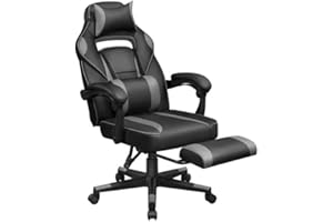 IZTOSS Sedia da Gaming Economica - Sedia Ufficio con Poggiapiedi & Poggiatesta & Cuscino Lumbare (B-Nero+Grigio)