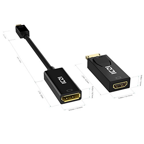 ICZI 4K Mini Displayport auf Displayport Adapter mit Displayport auf HDMI Adapter, Male zu Female, vergoldet Stecker, Schwarz, für Macbook, Kiebel KCSMOBILEGAMING PRO7-15, Sureface book und mehr (2 Stücke) - 7