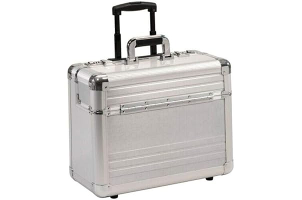 Maleta de Piloto Aluminio Plateado con Trolley Ruedas XL Compartimento para  portátil : Amazon.es: Informática
