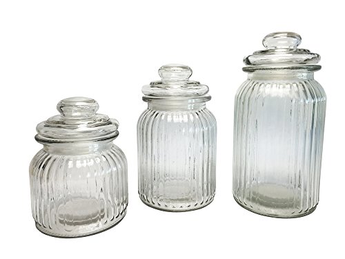 Vorratsgläser 3er Set, Candy Gläser, Tee-Aufbewahrungsglas, Müsli-Glas, Vorratsglas, Bonbonglas, Dekoglas, Höhe 15, 18 und 23 cm - 4