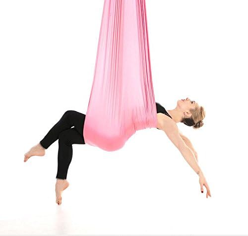 WENBIAOXUE WENBIAOXUEInverted gravity aerial Swing Flying yoga elastic hammock 2.8 meters wide hammocks air yoga bed, 280*100cm, pink
