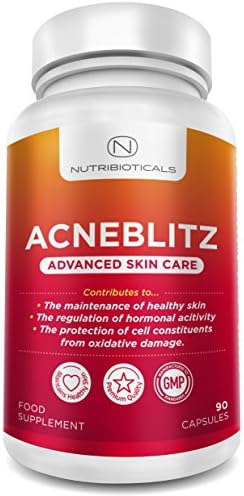 #1 Acneblitz 2.0 NEW improved version from November 2017 for Fighting Spots, Blemishes and Oily Skin MADE IN UK with Pantothenic Acid, Collagen, Zinc, Co-enzyme Q10 and Vitamins A, C, E