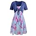 Produktbild Sommerkleider Damen Kleid Ärmellos Schulterfrei Rundhals Strandkleid Piebo Frauen Ärmelloses Blumen Druck Cocktailkleid Dress Abendkleid Partykleid Strand Casual Kleider + Kurz Cardigan Mantel