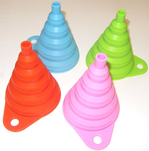Silikon Falttrichter 4 Farben 1 Trichter Set = 2 Stück der Kleine ist 8cm flexibel und platzsparend verstaubar für Küche & Heimwerken (Blau / Grün) - 3