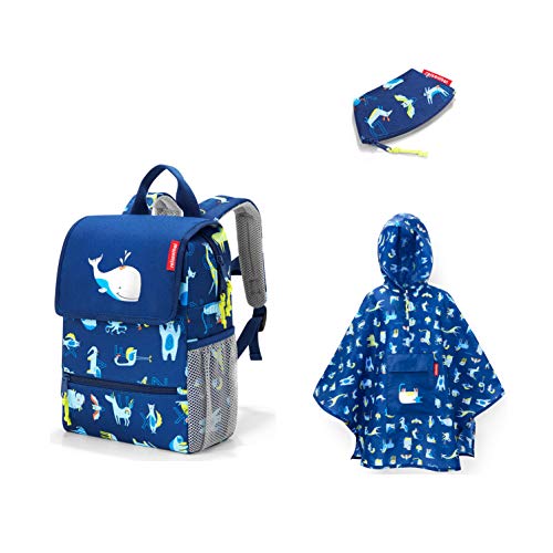 Preisvergleich Produktbild reisenthel Kids Kinder Rucksack + Kinder Regenponcho + kleine Geldbörse (ABC Friends Blue)