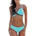 Produktbild YUNLI Damen Badeanzug Rüschen  Bikini Sets Zweiteilige Bademode mit Hoher Taille Strandkleidung Bandeau Bikini Damen (Color : Blau, Size : S)