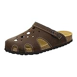 lederschlappen baby  AFS-Schuhe 3093 Clogs Damen und Herren, Bequeme Hausschuhe Unisex, hochwertiges, echtes Leder, praktische Arbeits-Pantoffeln, modische Schlappen für zu Hause, Made in Germany Größe 44 EU Braun (Moc.
