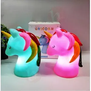 Paaroots Small Unicorn Theme Colours Changing Night Lamp Side Table Lamp Shade for Girls Bed Room