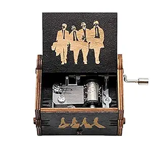 EITHEO Wooden Music Box Antique Carved Hand Crank Theme Music (Beatles)