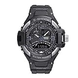 Blisfille Männer Uhren Wasserdicht LED Weckerfunktion Zeitmesser Herrenuhr Multifunktional Schwarz Grau Outdoor Sportuhr Armbanduhr Automatikuhr