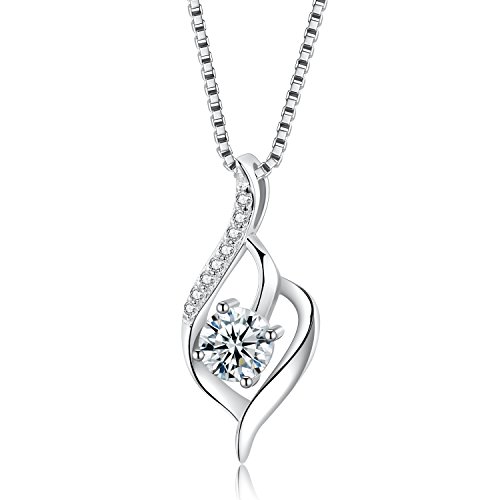 Preisvergleich Produktbild iCatcher Gliederkette Damen 925 Sterling Silber Zirkonia Twist Halskette Anhänger mit Schmuckkästchen 45 cm Geschenk