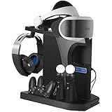 DACCKIT Lade- und Displayständer für Playstation VR - Controller Ladestation Vitrine mit Kühlventilator kompatibel mit Playstation 4 / PS4 Pro / PS4 Slim