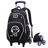 【Adjustable】Extendable trolley is firm and you could freely adjust its height accordingly.Universal 6 wheels are smooth that can climbing stairs and help to reduce pressure on back for kids.