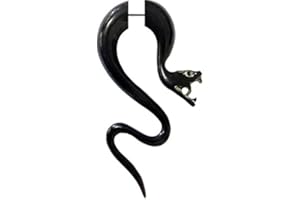 CHICNET Chic-Net Tribal-a forma di serpente falso-nero orecchini intagliati a mano da Buffalo cinturino in acciaio inossidabile corno-1mm
