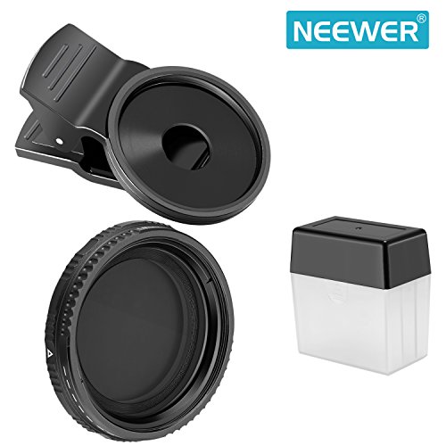 Neewer 37mm angeklammerter ND 2-400 Handy-Objektiv-Filterset: Einstellbare Neutral Density Filter mit Telefonklemme fÃ¼r iPhone/Samsung/HTC/Motorola/iPad und andere Smartphones