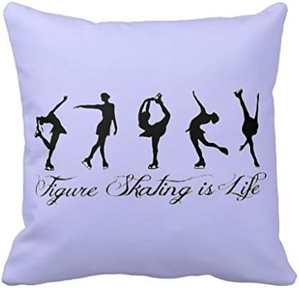 AmiKim Figure Skating is Life Skater Girls Violet Canvas Cotton Decor Pillow Covers 20"x 20"