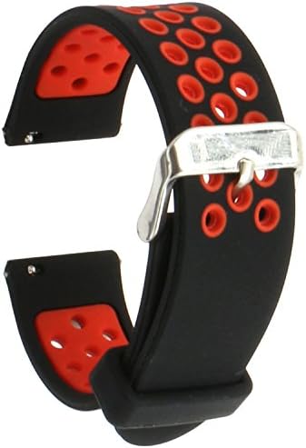 20mm Strap Silicone Replacement Band Bracelet Sport Watchband for Smasung Gear S2 Classic SM-R732 , Moto 360 2nd Gen Mens 42mm ,Garmin Vivoactive 3 ,Garmin Vivomove HR(Black Red)