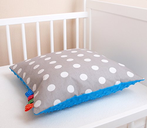 Amilian® Handcrafted Decorative Polka-Dots Print Grey/Blue 100% Cotton Premium Quality Cosy One Sided Fleece Durable Throw Cushion Cover Pillowcase Only 40 cm x 40 cm