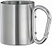 Produktbild Doppelwandiger Edelstahl Kaffeebecher mit Karabinerhaken zur Befestigung am Rucksack Farbe Silber