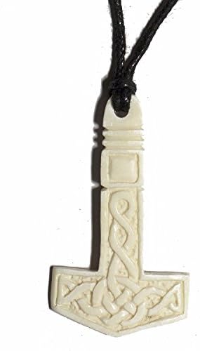 Genuine Bovinae Family bone carving with celtic artwork Hammer of Thor Magic Warhammer