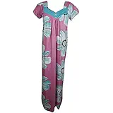 Indiatrendzs Women Nightgown Nighty Hosiery Floral Printed On Button Neck Loose Fit Cool Housedress