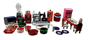 Tazurba 36 Pcs Utensils, Mini Kitchen Ware and Plastic Non Toxic Indian Kitchen Set Great Kitchen Toys for Girls (Kids Love Kitchen Set) Indoor Game, Best for Gift/Return Gift, Multicolor