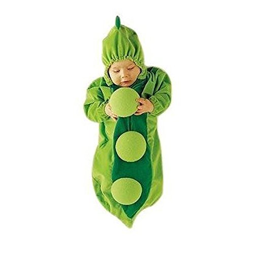 Highdas Cute Green Pod Beans Shaped Double-Layer Soft Fleece Newborn Infant Toddler Sleeping Bag Sleep Sack Photography Prop for 0-8 Months Baby
