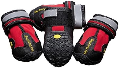 My Busy Dog Water Resistant Dog Shoes With Reflective Velcro And Rugged Anti-Slip Sole 2 Red