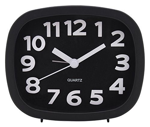 Königswerk Wecker mit 3D-Ziffern und lautem Alarmton, geräuschlos, Quarzuhrwerk, analog - schwarz