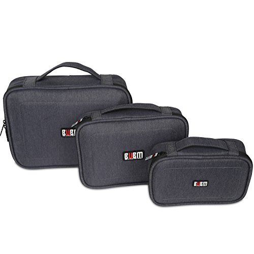 BUBM 3 Stücke Mehrfachfunktion Kabelorganiser Tasche Reisetasche für Elektronische Zubehöre wie Netzteil, Maus und USB Stricks, Schwarz - 2