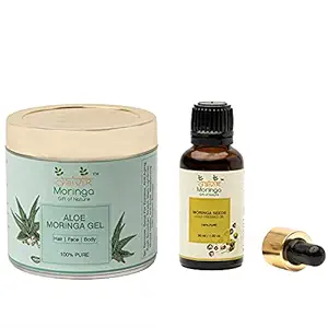 Daivik Moringa Skin Care Combo ( Pure Aloe Vera Moringa Gel 110g + Pure Moringa Seeds Cold Pressed Oil 30ml)