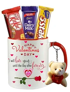The Gift Basket|Valentine Day Special Combo-Ceramic Mug,Chocolate,Teddy Bear|Birthday,Anniversary gift for Boyfriend, Girlfriend, Husband, Wife,GF,BF-94