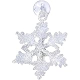 Deko-Weihnachtsschneeflocke aus Acryl mit 7 kalt-weißen LED's und Saughaken, leuchtende Fensterdeko zur Weihnachtszeit