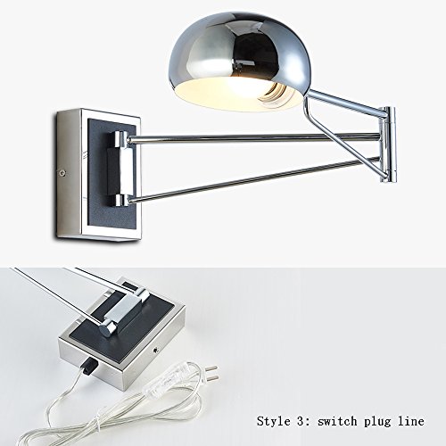 Rocker Telescopic Folding 360 ° Adjustable Universal Wall Lamp Modern Simple Bedroom Bedside Children's Room Study Office Reading Wall Light Maximum Width: 70CM ( Design : BLACK-3 )