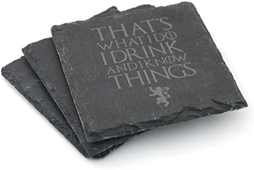 Game of Thrones Inspired Natural Slate Coasters - Set of 2 / Set of 4 - Gift (Set of 2, I drink and I know things)