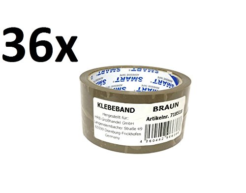Klebeband/Packband, 48mm x 50m, verschied. Anzahl an Rollen/Farbe (Braun, 36 Rollen)