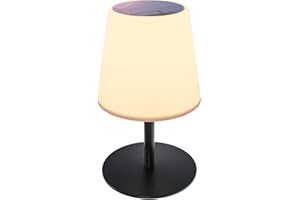 ‎GGII Solar Tischlampe für Außen Led Tischleuchte Kabellos, Tragbare LED Akku Outdoor Tischlampe, IP44 Wasserdicht Solar Tischleuchten, Solar Lampe for Camping Balkon Restaurant Garten (Schwarz)