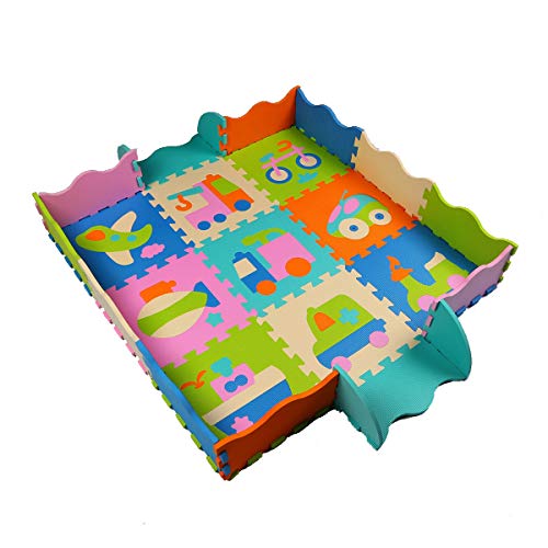 Trimming Shop Juego de 9 Piezas de Alfombrilla de Juego de Puzzle, no tóxica, Extra Gruesa, Plegable, con Bordes de Valla, Azulejos de Espuma para Crawling, Actividades, 30,5 cm