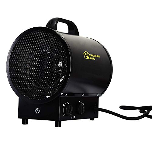 MODERN LIFE Calentador de Agua Independiente Industrial con calefacción de 9kw para Taller en casa Fábrica de calefactores de Aire de 3 velocidades con termostato silencioso Negro