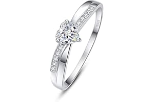 AVECON Promise Rings for Her 925 Sterling Silver Womens Heart Cut Cubic Zirconia Eternity Wedding Solitaire Engagement Ring