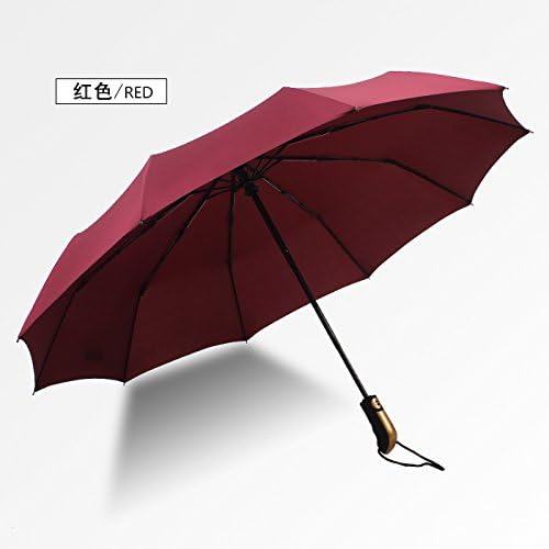 ZQ@QX10 Fully automatic wind-resistant folding umbrella business men and women , Red