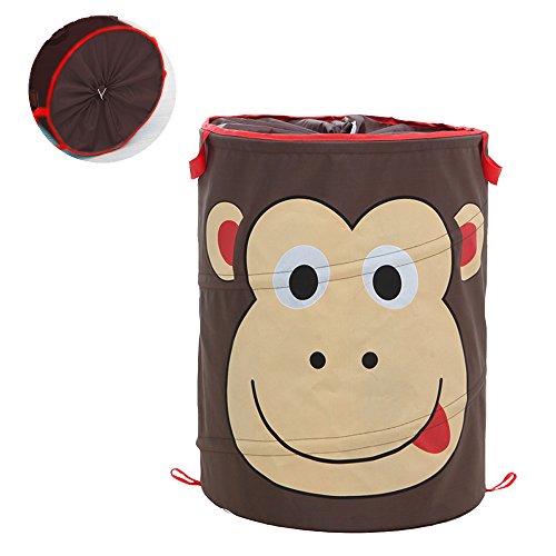 jansroad klappbar Kinder Baby Animal Cartoon Design Spielzeug Aufbewahrungskorb Wäschesammler Schmutzige Kleidung Korb zum Aufhängen Mülleimer, perfekt für Kindergärten Wäschekorb Zimmer Schränken Bett Zimmer Schlafräume, affe, L