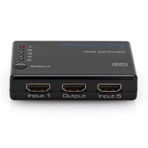 deleyCON HDMI Switch Verteiler 5 Port Automatisch – 3D Ready bis 1080p – inkl. Fernbedienung – [5x IN / 1x OUT] - 7