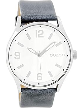 Oozoo Damenuhr mit Lederband 42 MM Silber/Graublau C7922