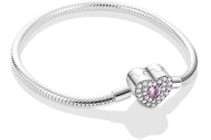 Pandach Bracelet Pour Femme Pandora charms avec Fermoir Cœur en Argent 925,Bijoux Femme Cadeaux Noël Femme Anniversaire Fête des Mères