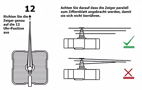 Quarz Uhrwerk Schleichendes Flüsterleises lautlos kein Ticken Uhrzeigerset Zeiger Reparatur 98 (gewindelänge: 14 mm, silber) - 6