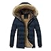 Produktbild Yazidan Unisex Frau MäNner Outdoor Pelz Wollvlies Warm Winter Lange Kapuze Mantel Jacke Herrenmantel WäRmemantel Winterjacke Coat Wintermantel Herren Langen Warme Graben Outwear(Marine,M)