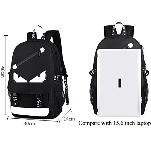 Anime Lumineux Sac À Dos Noctilucent Sacs D'école Daypack USB port de charge Sac De Voyage D'ordinateur Portable Sac À Main Pour Garçons Filles Hommes Femmes Loisirs/Affaire/Collège (les yeux)