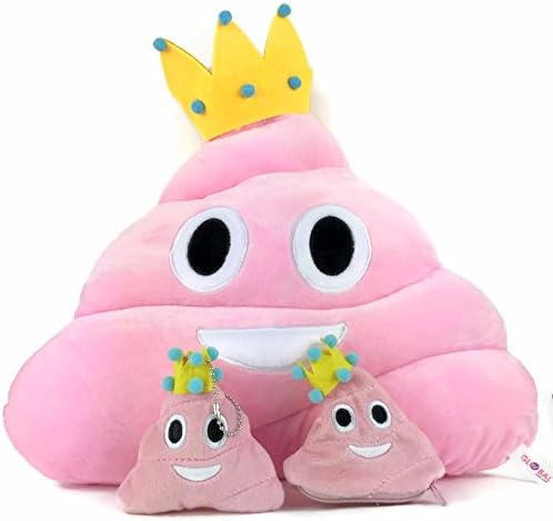 Global Rankings Poop Emoji Throw Pillow with FREE Keyring Chain &amp; Soft Money Purse (Pink Poop Set)