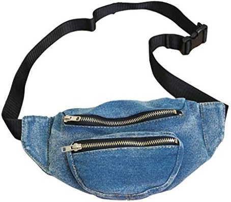 Zchenchen Denim Waist Fanny Pack Belt Bag Pouch TTravel Hiking Outdoor Sport Bum Hip Purse Chest Bags